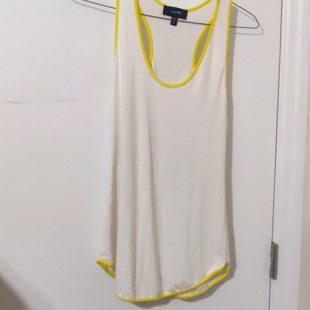 Whits with yellow trim tank top
